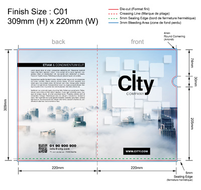 template CITY 01 - Pochette plastique couleur personnalisée 