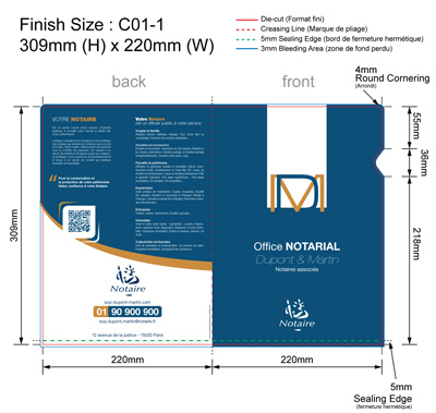 template NOTAIRE 04 C01-1 - Pochette plastique couleur personnalisée 